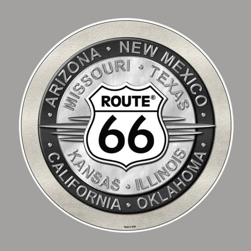 Route 66 State List Circle Sticker