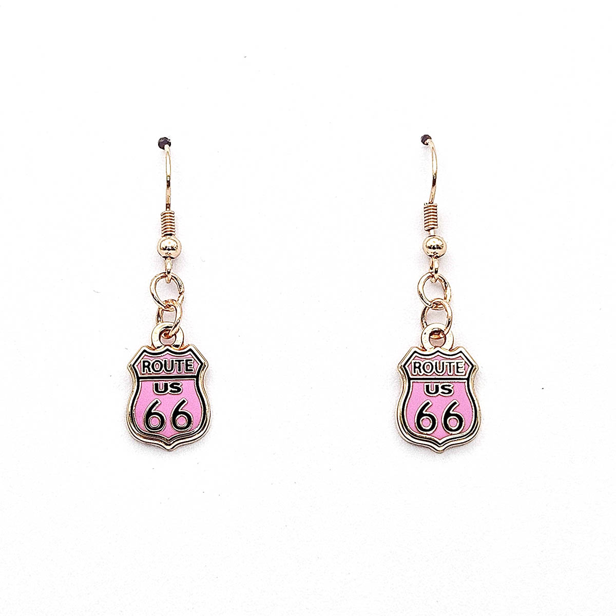 Route 66 Shield Earrings / Blush