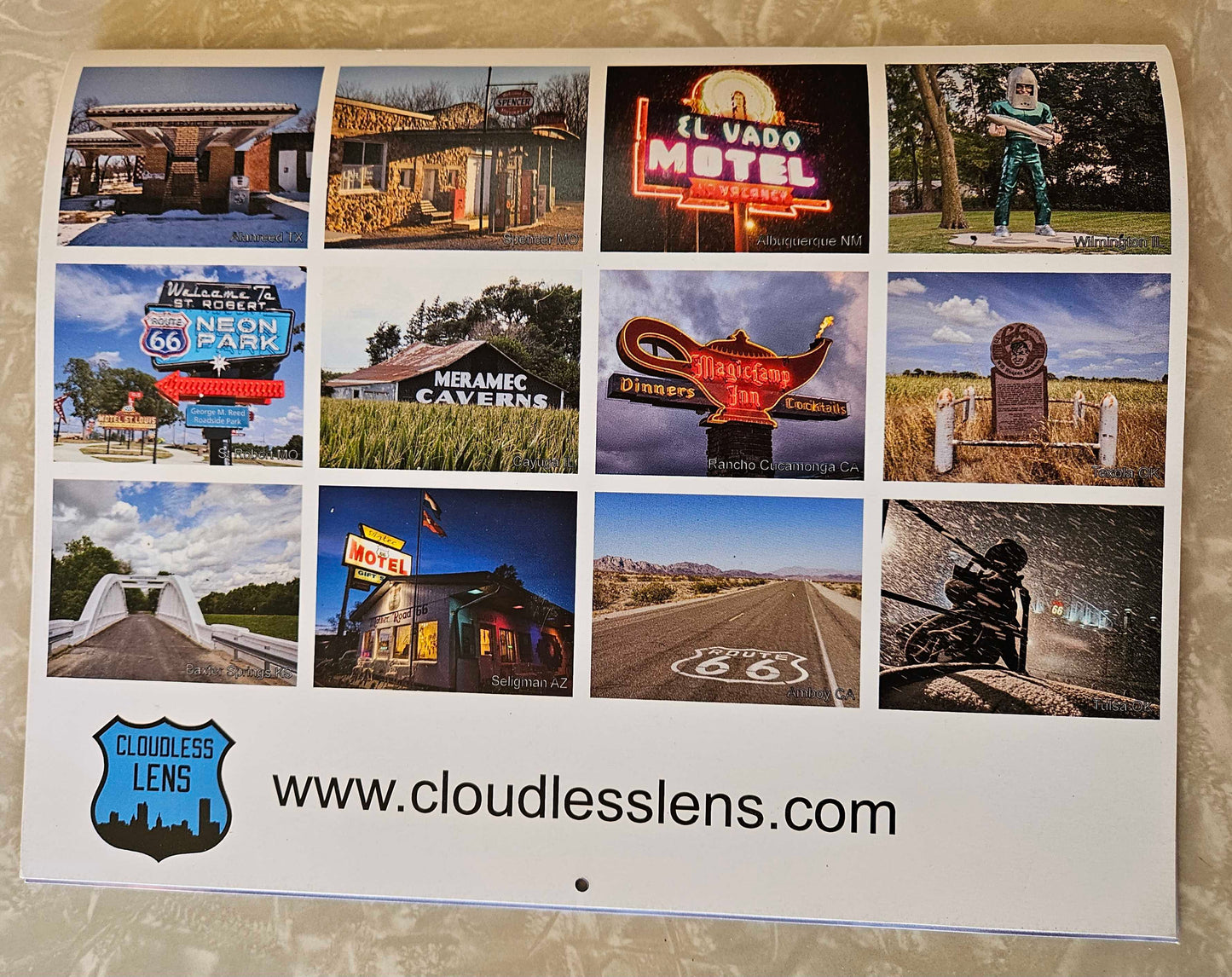 Cloudless Lens 2026 Route 66 Centennial Edition Calendar