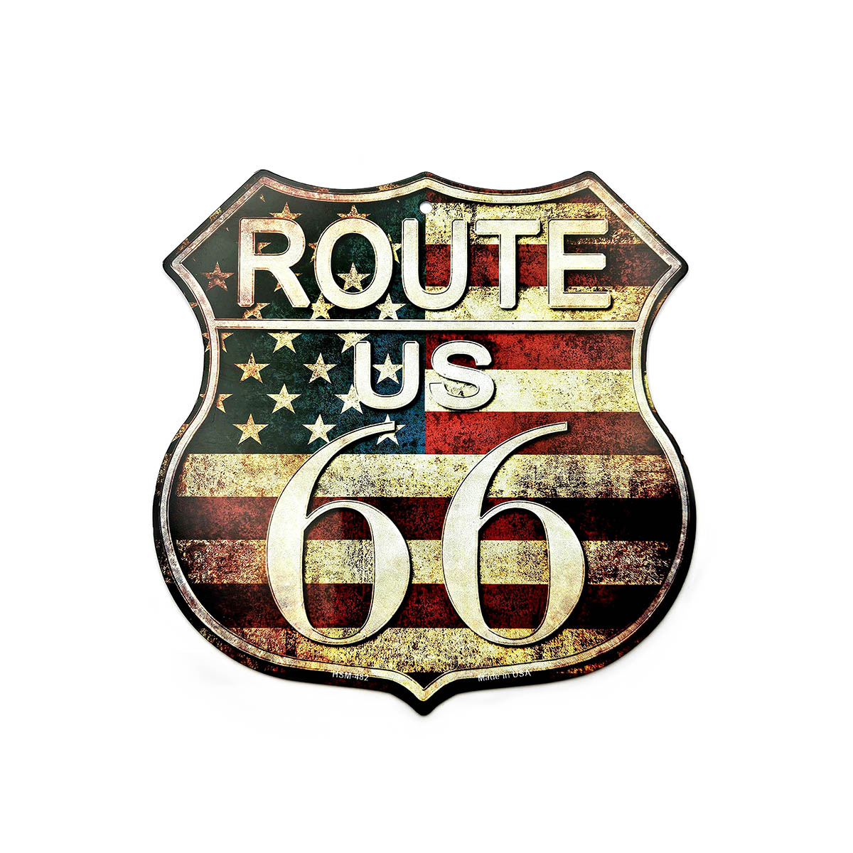Diecut 66 Shield Vintage Flag Metal Magnet