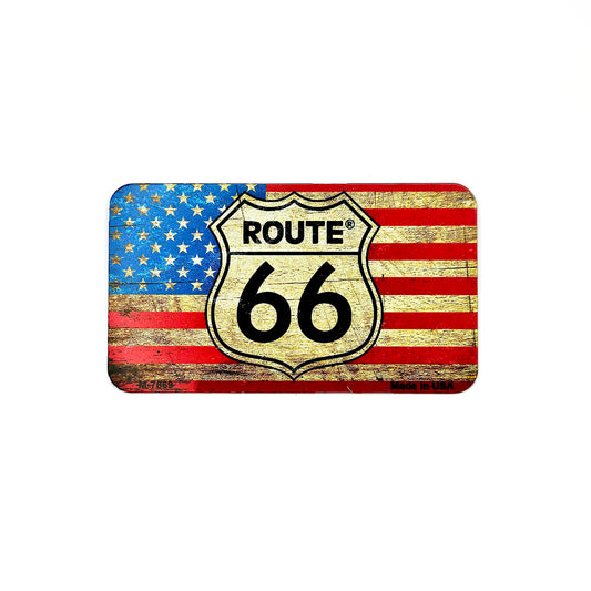 Vintage 66 Shield & US Flag Metal Magnet