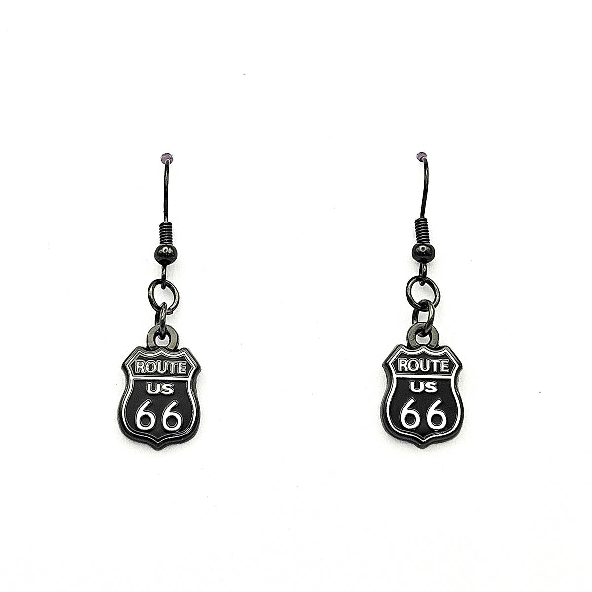 Route 66 Shield Earrings / Ebony