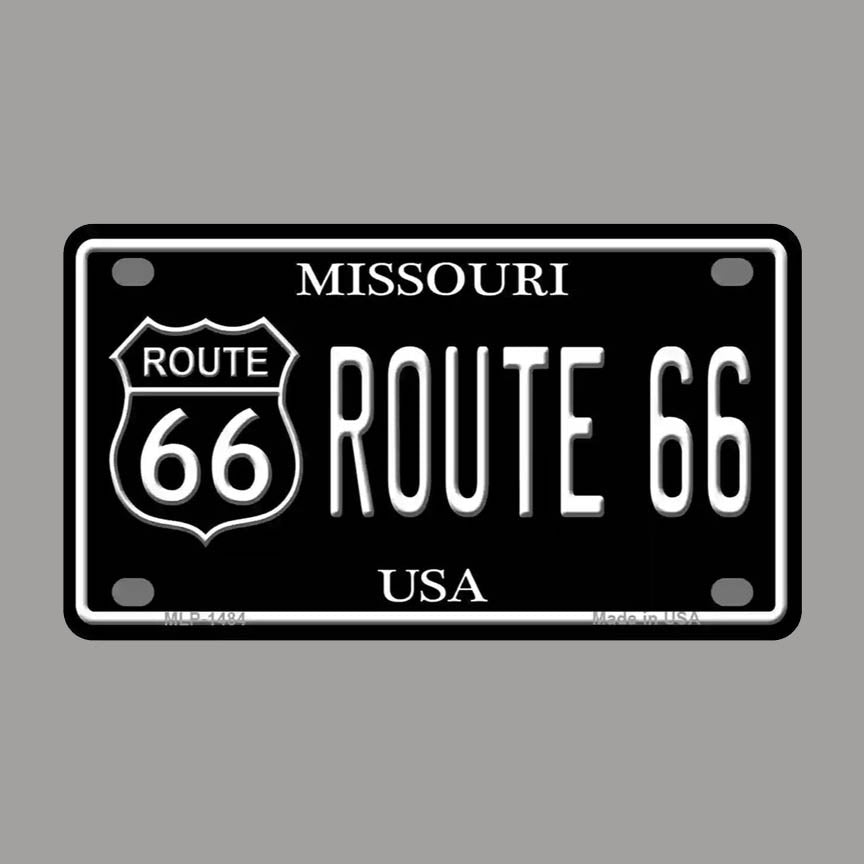 Route 66 Missouri - Black Mini Metal License Plate