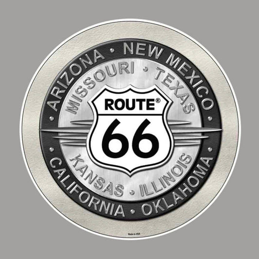 Route 66 State List Circle Sticker