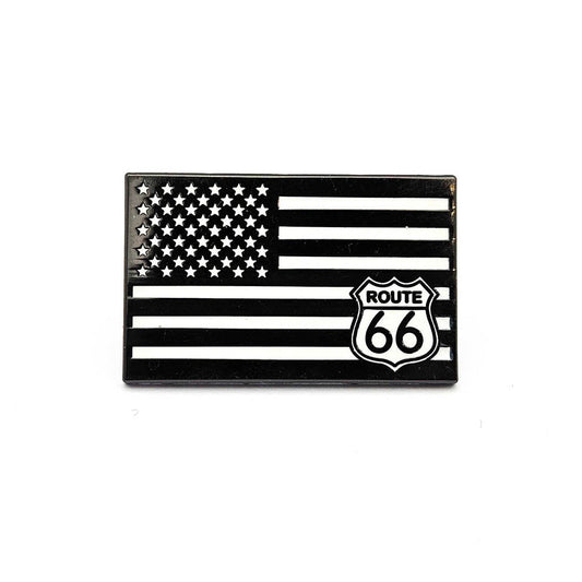 American Flag w/ Route 66 Logo (B&W) - Lapel Pin