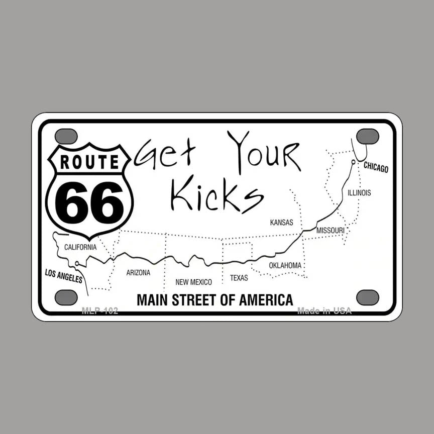 Get Your Kicks Decorative Motorcycle License Plate