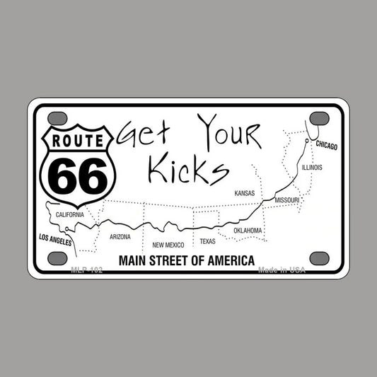 Get Your Kicks Decorative Motorcycle License Plate