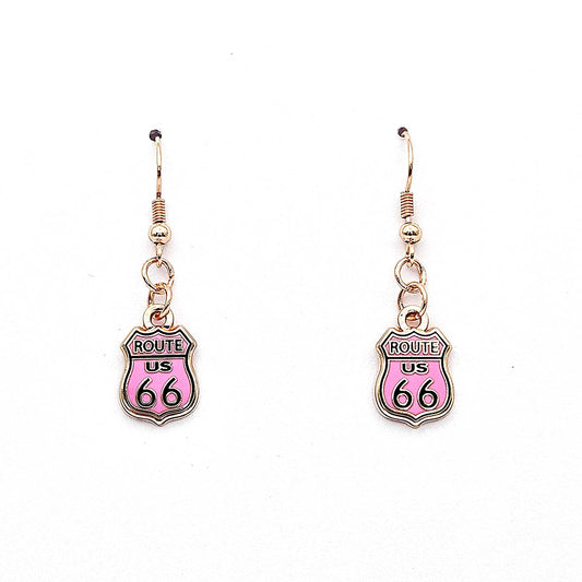 Route 66 Shield Earrings / Blush