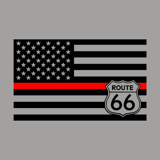 Route 66 US Flag Fire Dept. Vinyl Decal