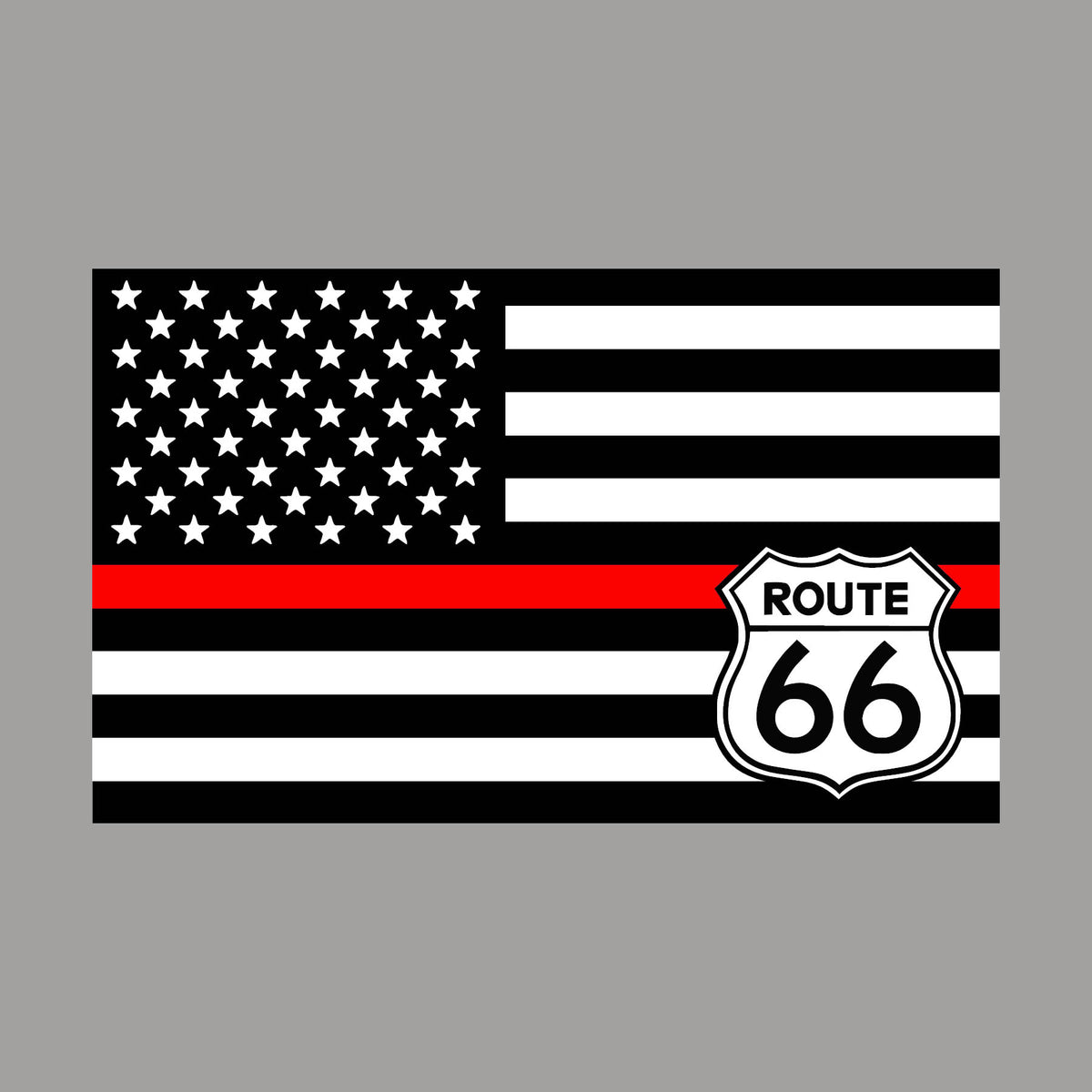 Route 66 US Flag Fire Dept. Sticker
