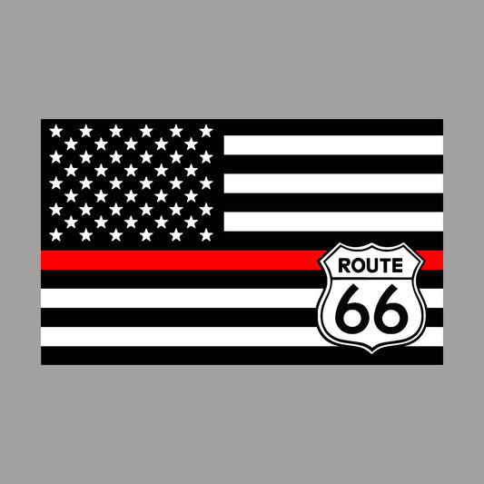 Route 66 US Flag Fire Dept. Sticker