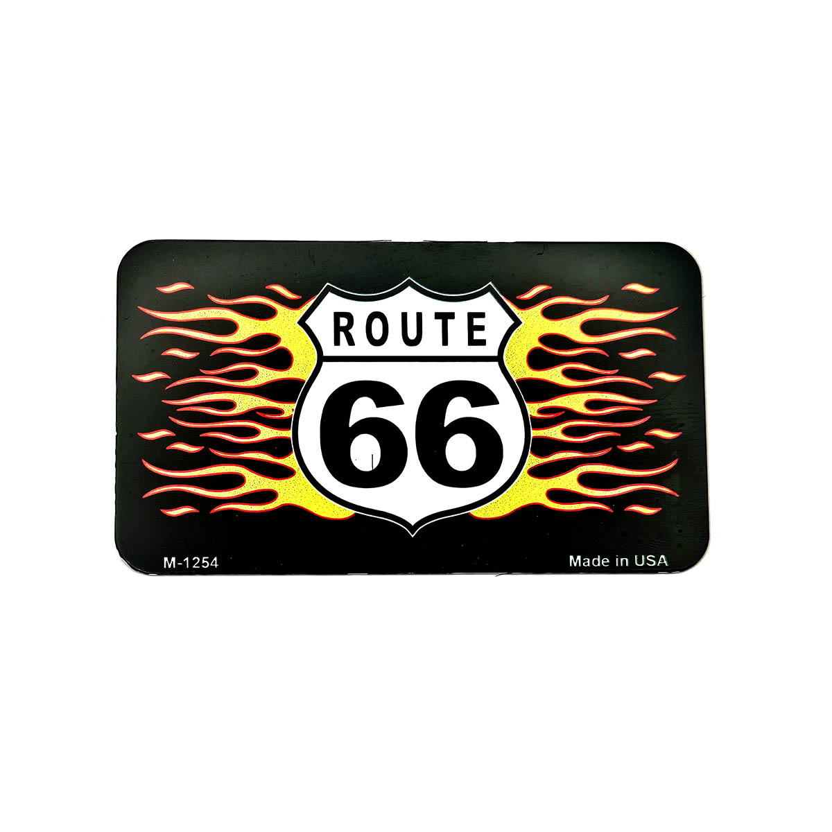 Flaming Route 66 Shield Metal Magnet
