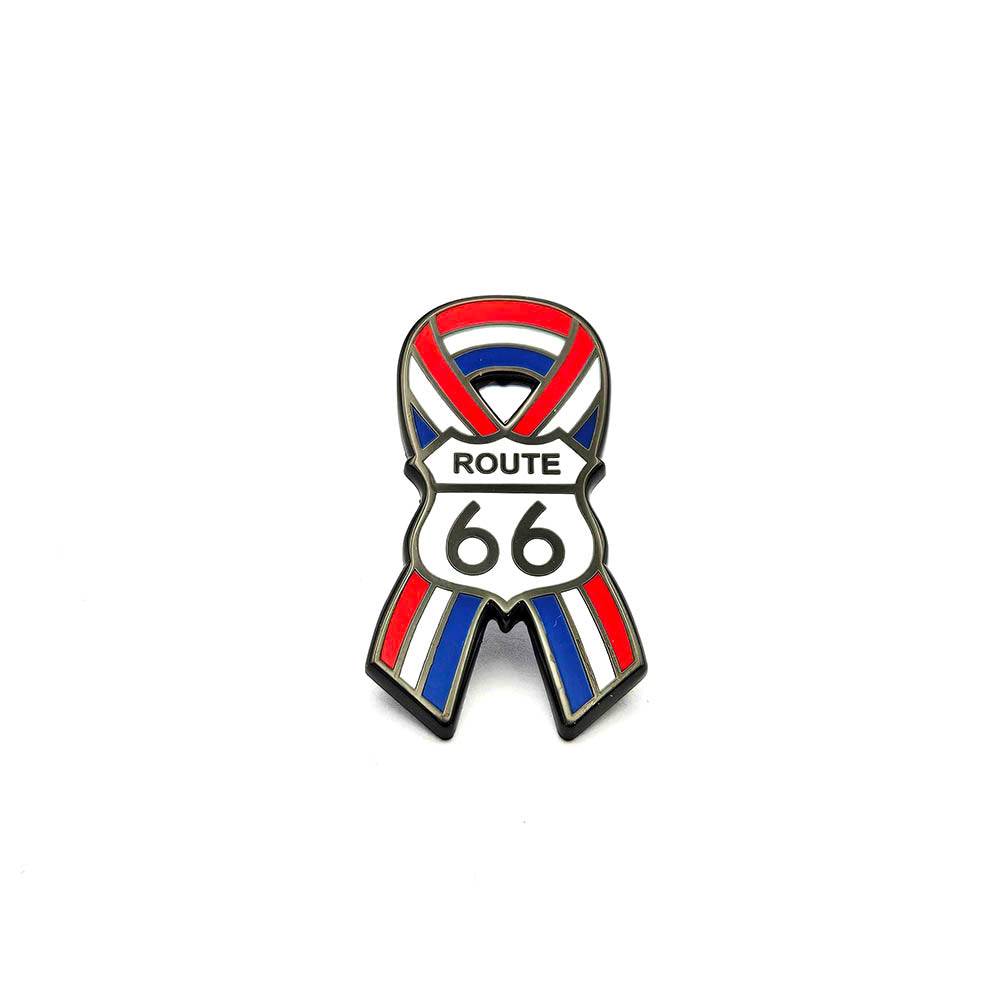 Route 66 Red, White, Blue Ribbon - Lapel Pin