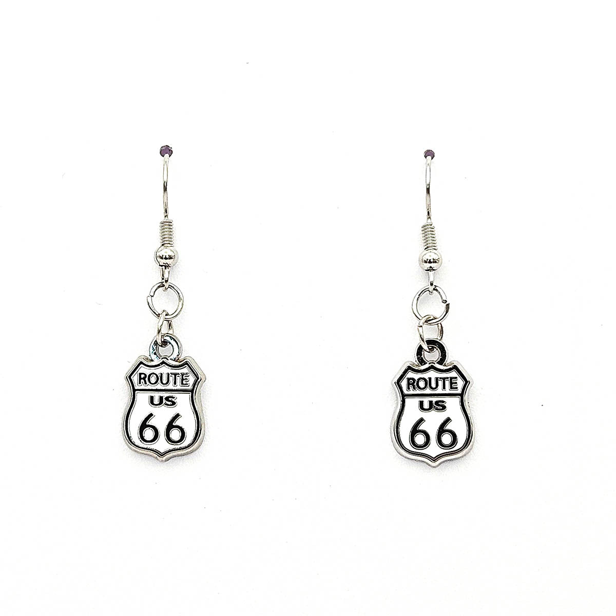 Route 66 Shield Earrings / Ivory