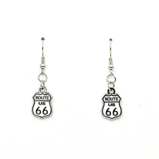 Route 66 Shield Earrings / Ivory