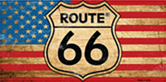 Route 66 American Flag - Sticker