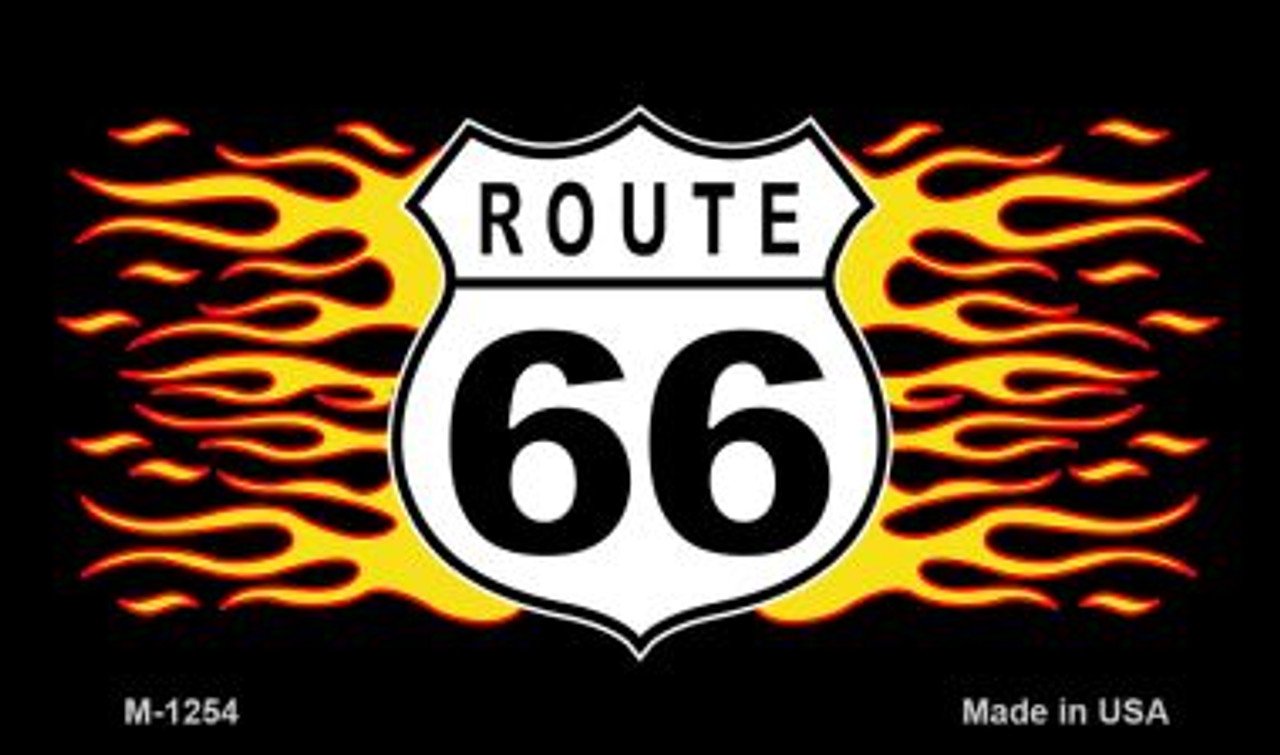 Route 66 Flame - Metal Magnet