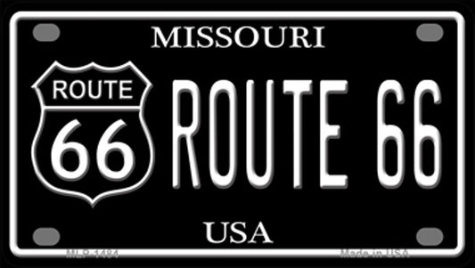 Route 66 Missouri - Black Mini Metal License Plate