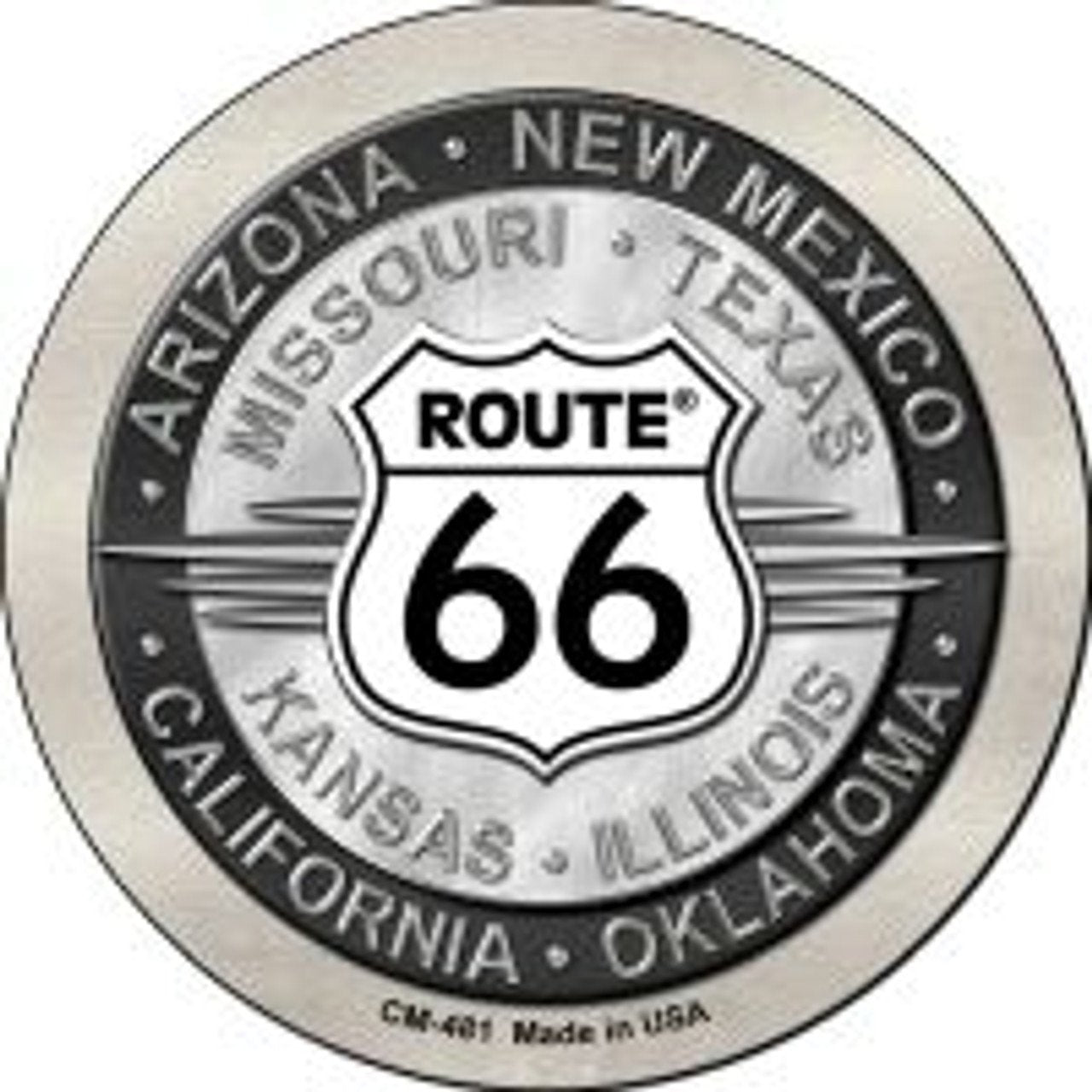 Route 66 States - Metal Circle Magnet