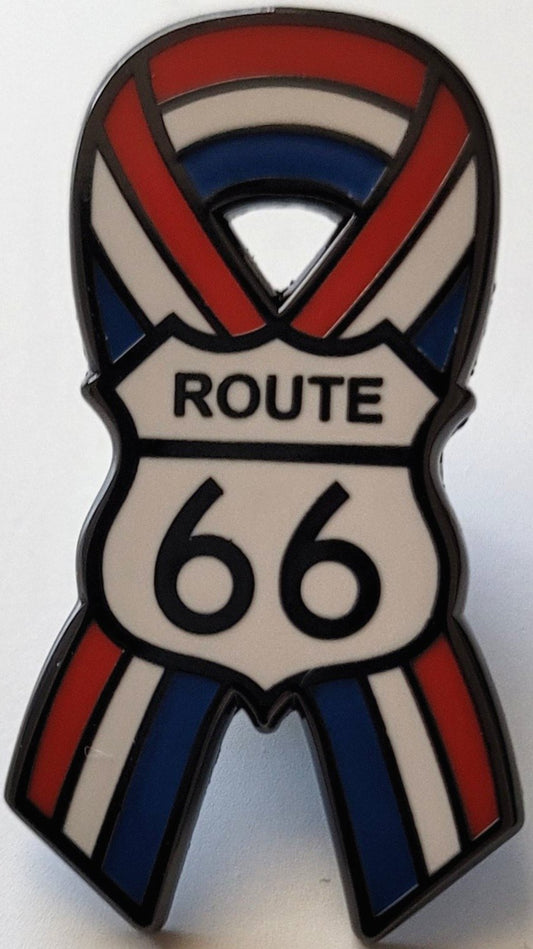 Route 66 Red, White, Blue Ribbon - Lapel Pin